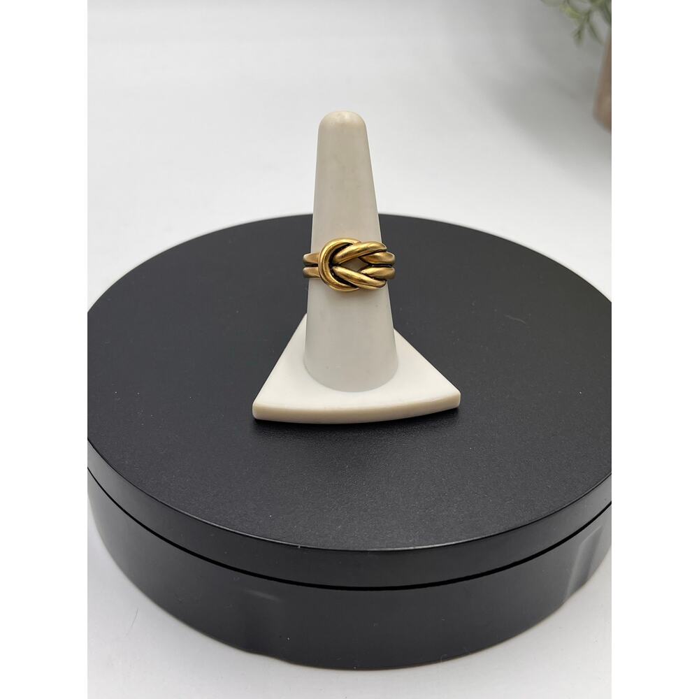 Premier Designs Signed Matte Brushed Hold Tone Love Knot Ring Sz 8.25